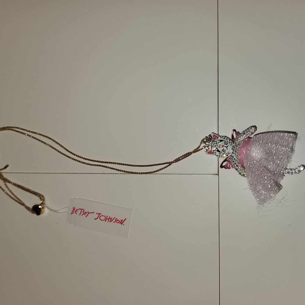 Betsey Johnson Elegant Cat Pendant with Pink and Silver Accents - Picture 4 of 8
